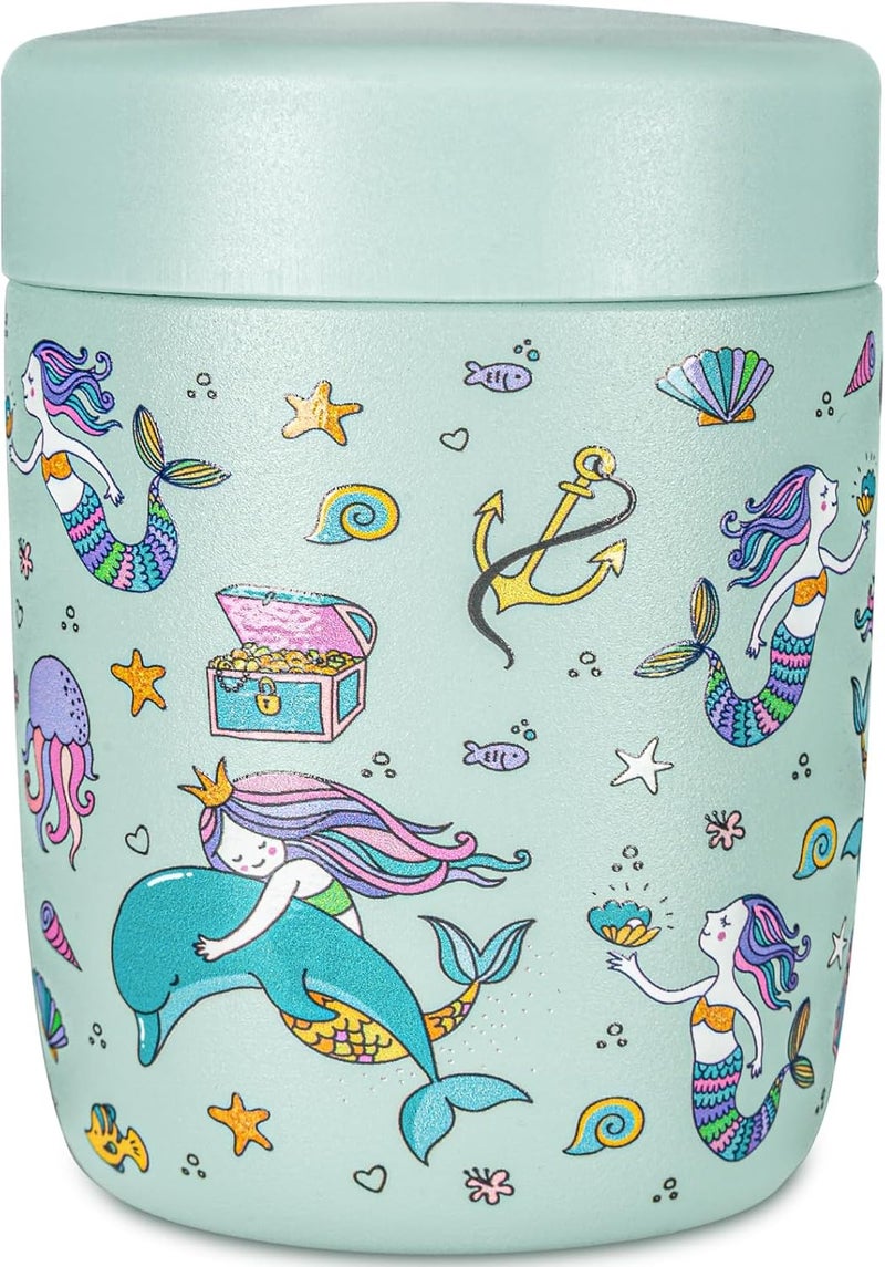 Charcy 9oz Stainless Steel Vacuum Insulated Kids Food Jar - Soup Thermo for Hot & Cold Food - Blue Mermaid - Image 1